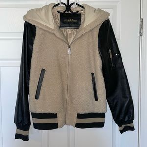 Steve Madden Sherpa and Leather Bomber Jacket